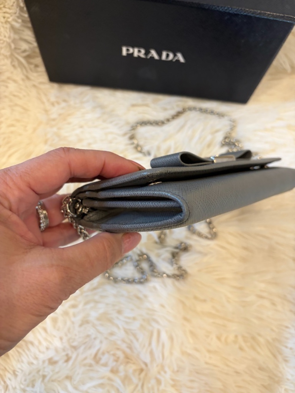 PRADA SAFFIANO LEATHER WALLET ON UNBRANDED CHAIN - Picture 5 of 6